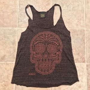 💀OBEY Maroon Skull Tank Top